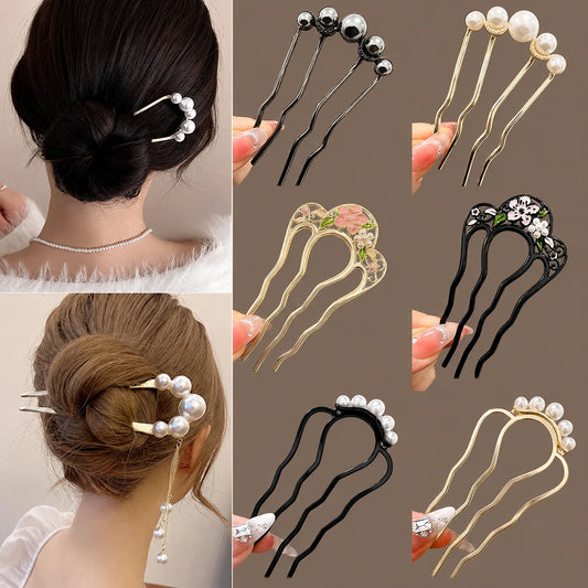 Colette Perle pearl-topped French hair pin in a chignon