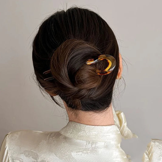 Colette tortoise acetate hair fork, view 2