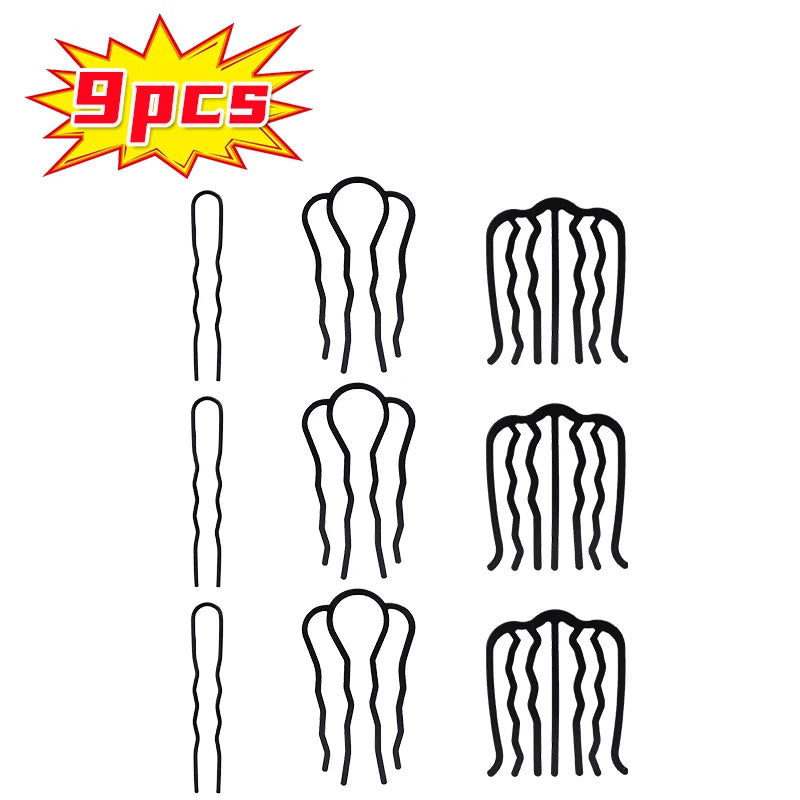 Colette black metal bun comb pins