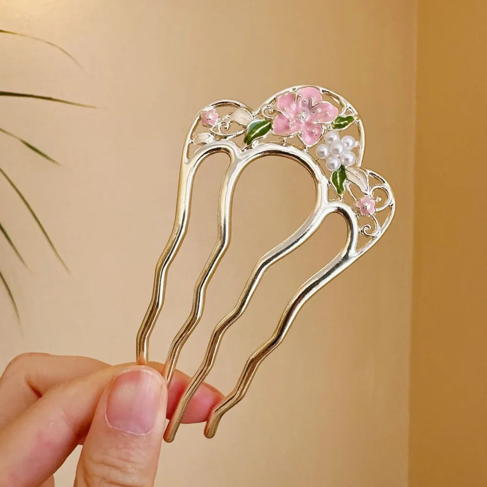 Colette Jardin blue crystal flower hair pin in an updo