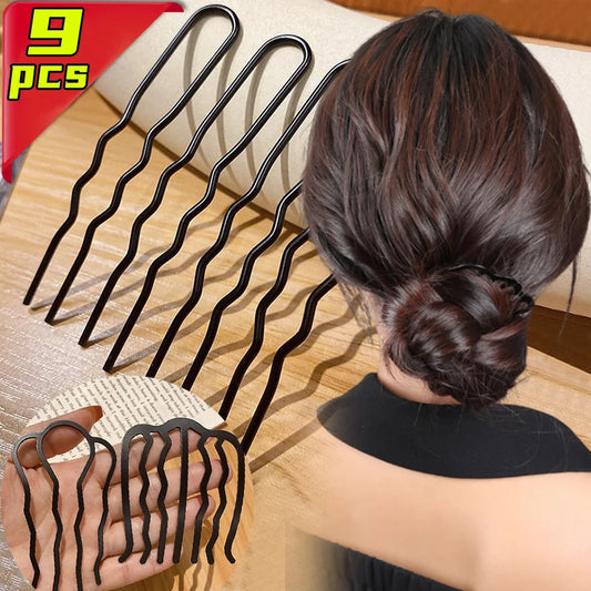 Colette black metal bun comb pins