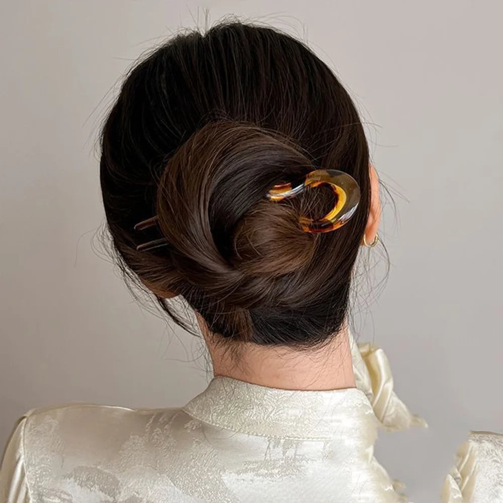 Colette tortoise acetate hair fork, view 2