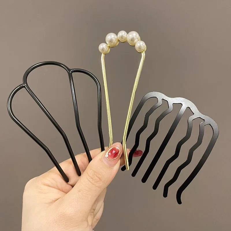 Colette Atelier pearl hair stick in a bun