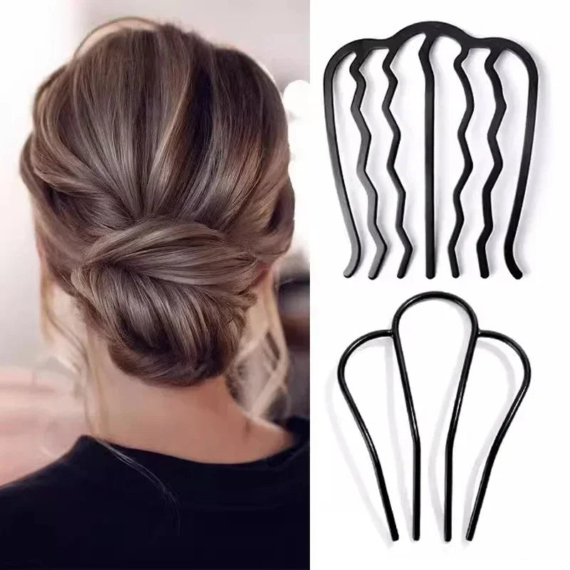 Colette black metal bun comb pins