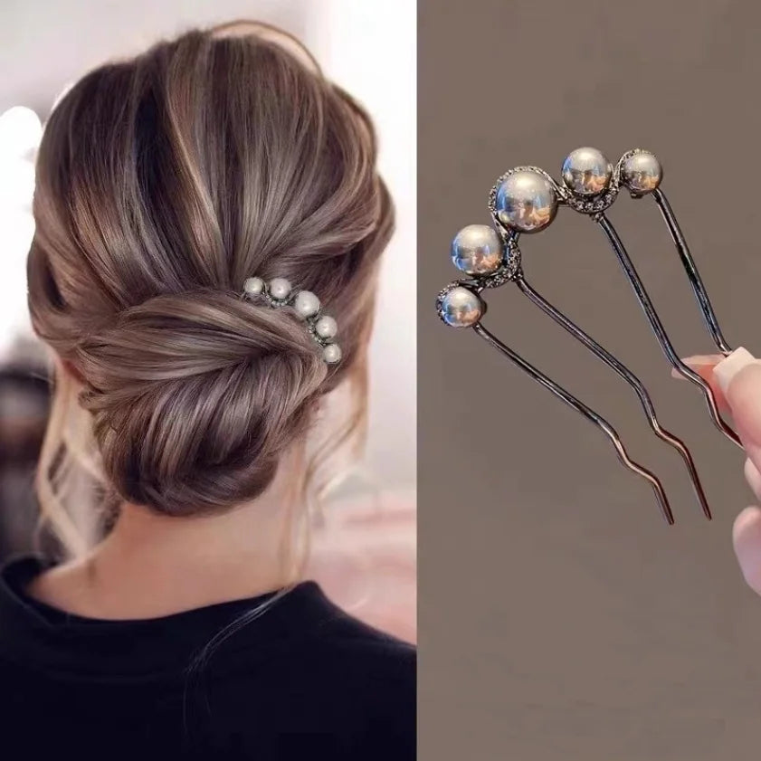Colette Jardin blue crystal flower hair pin in an updo