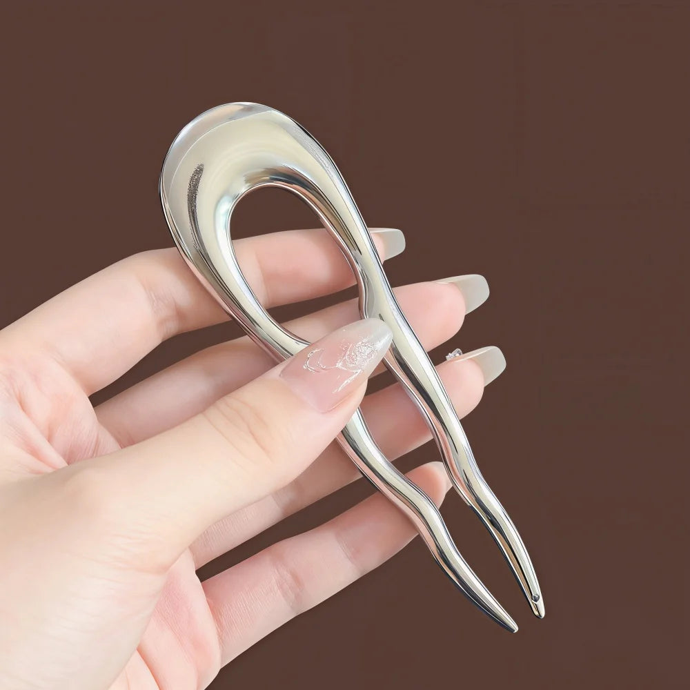 Colette Sculpt wavy metal French hair pin