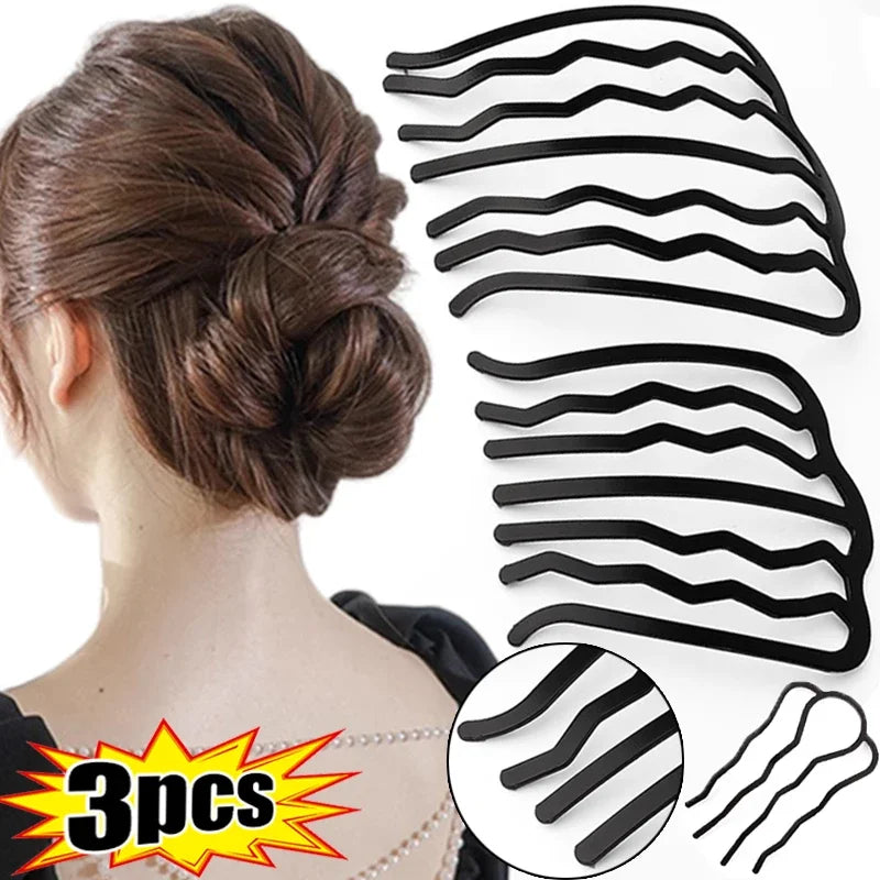 Colette black metal bun comb pins