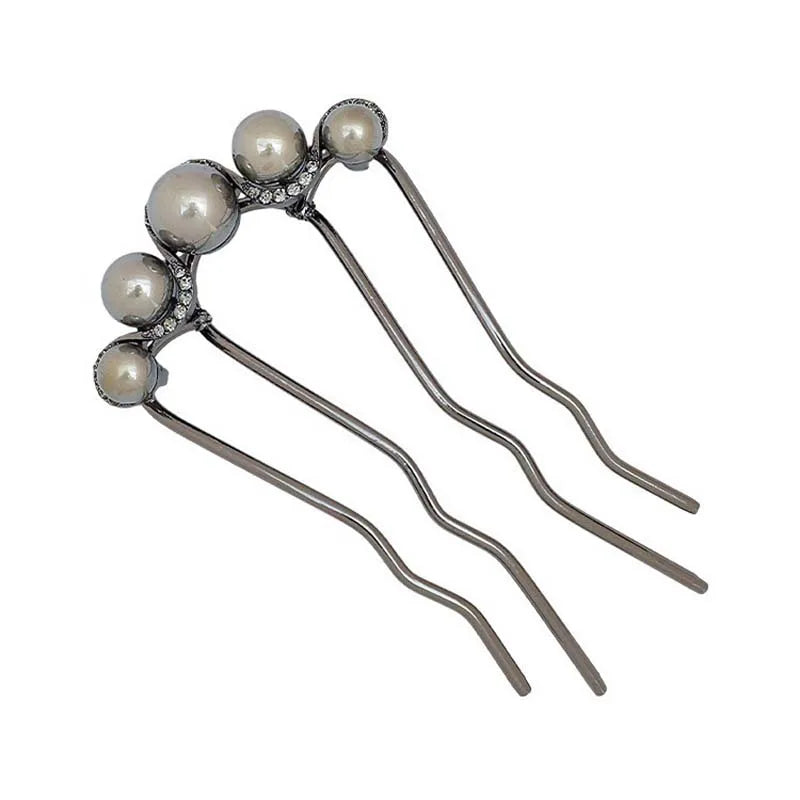 Colette Grace pearl-crowned hair pin in a bun