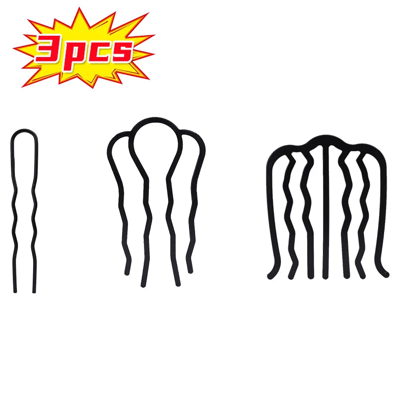 Colette black metal bun comb pins