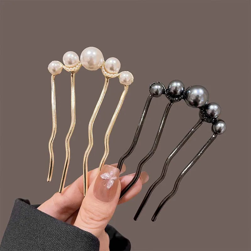Colette Grace pearl-crowned hair pin in a bun