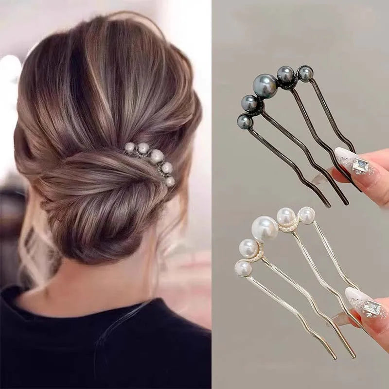 Colette Grace pearl-crowned hair pin in a bun