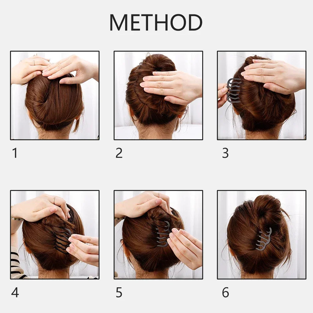 Colette black metal bun comb pins