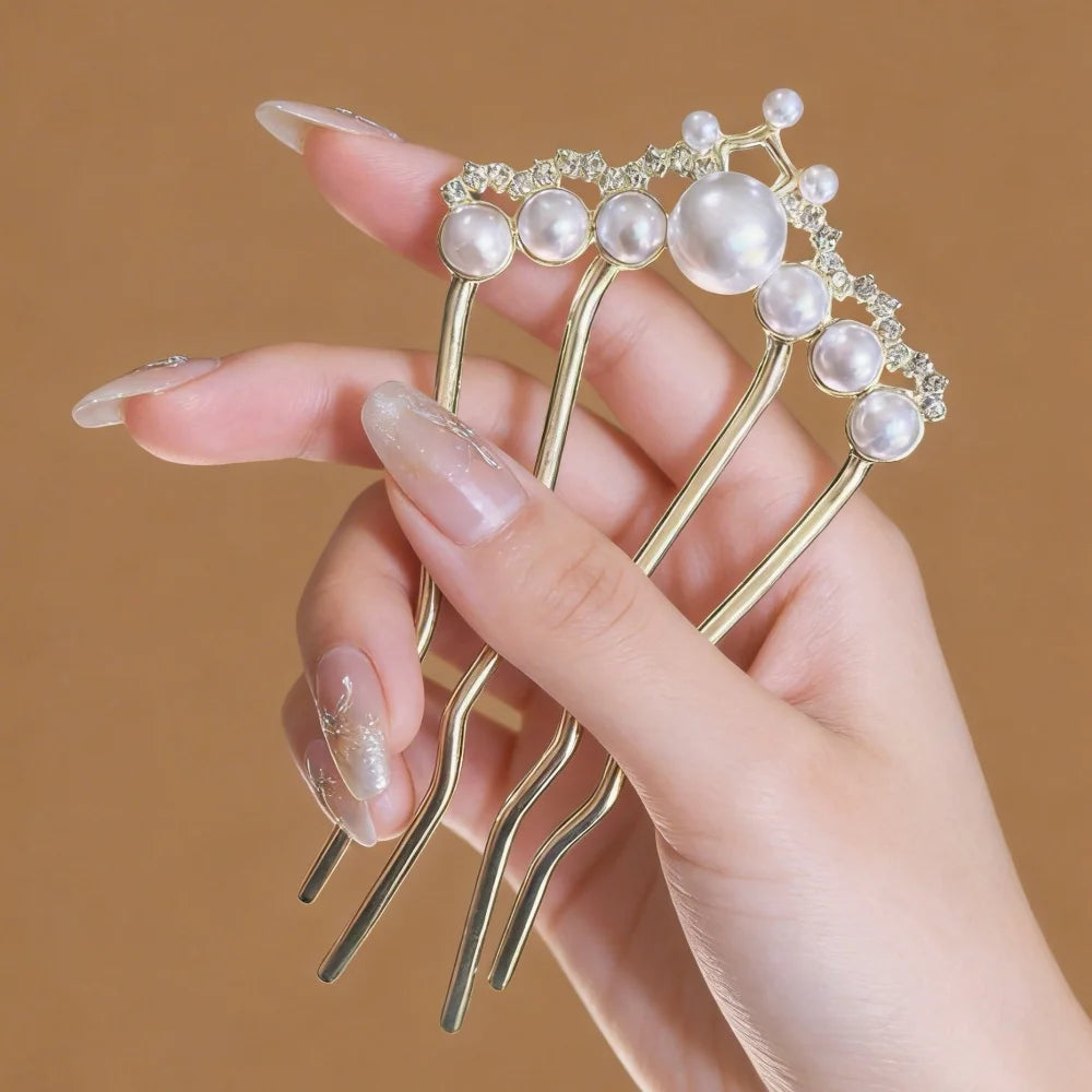 Colette Jardin blue crystal flower hair pin in an updo