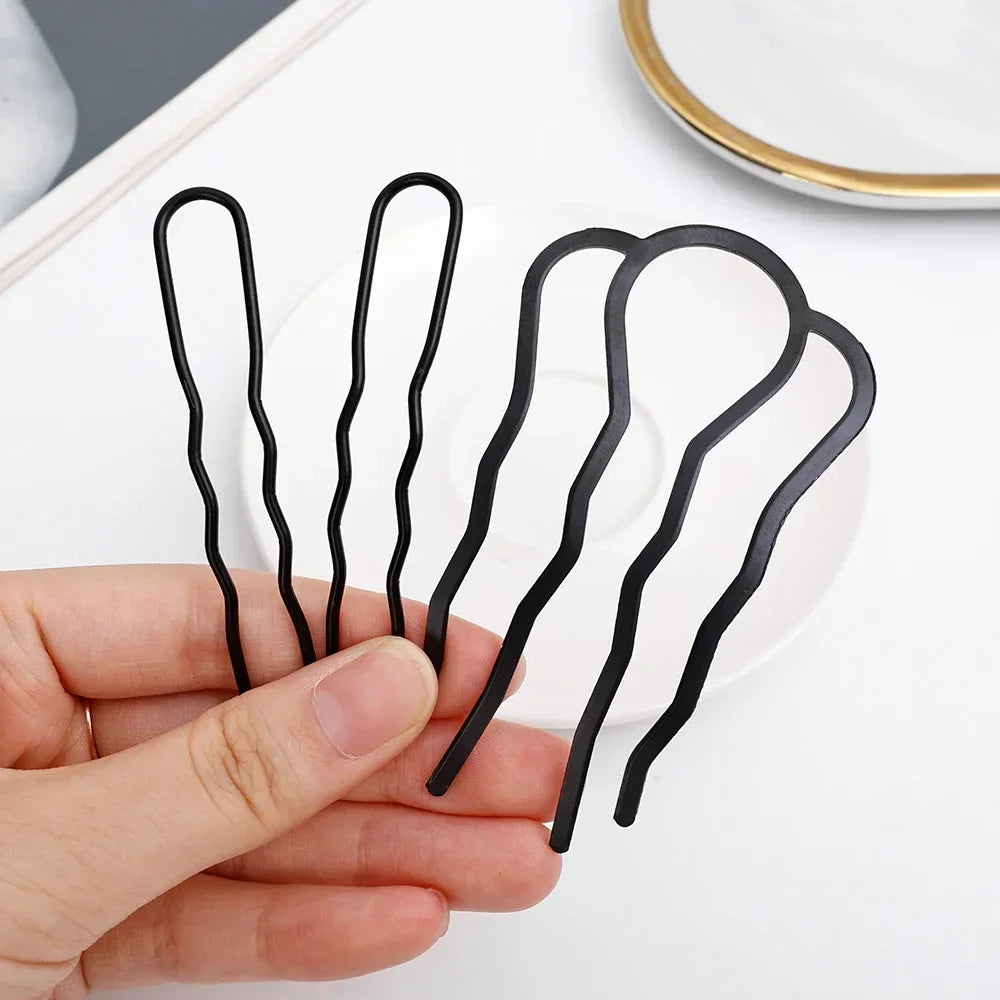 Colette black metal bun comb pins