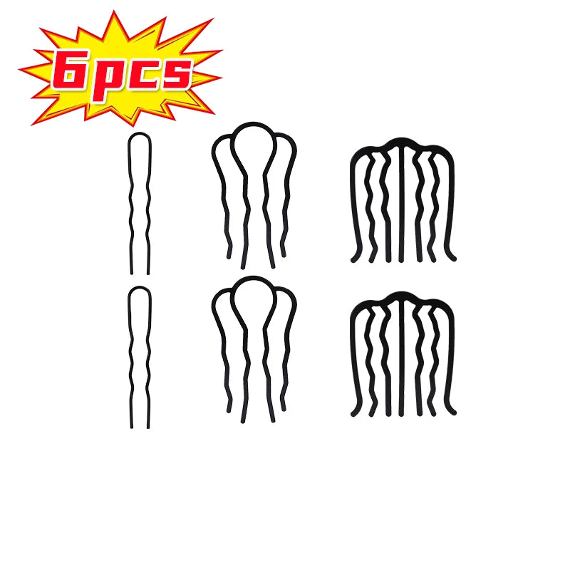 Colette black metal bun comb pins