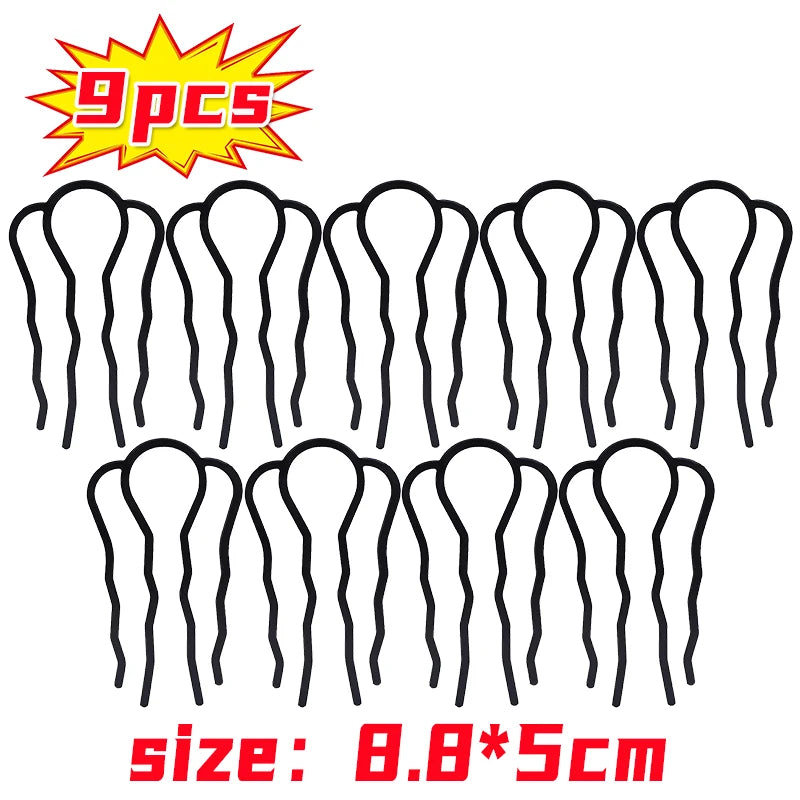 Colette black metal bun comb pins
