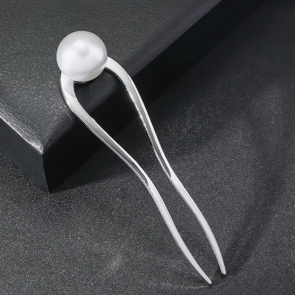 Colette Sculpt wavy metal French hair pin