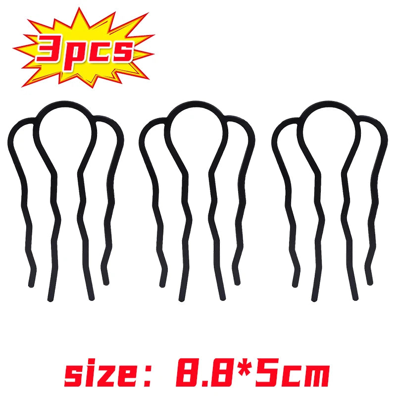 Colette black metal bun comb pins