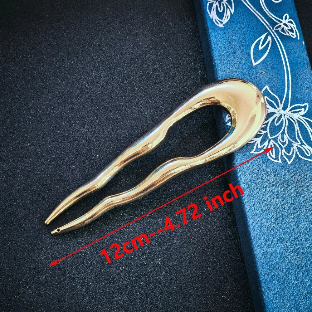 Colette Sculpt wavy metal French hair pin