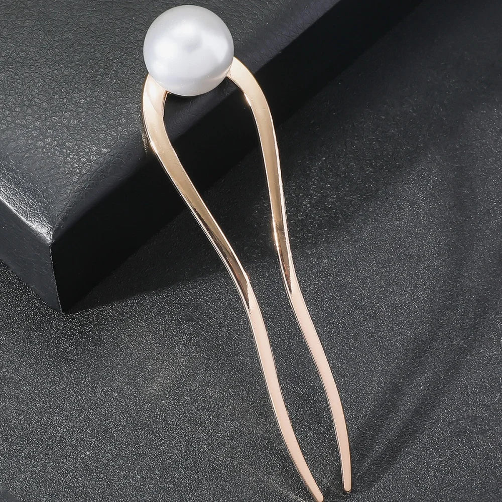 Colette Sculpt wavy metal French hair pin