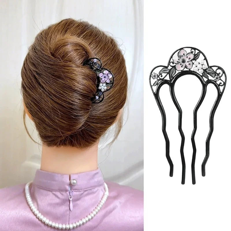 Colette Jardin blue crystal flower hair pin in an updo