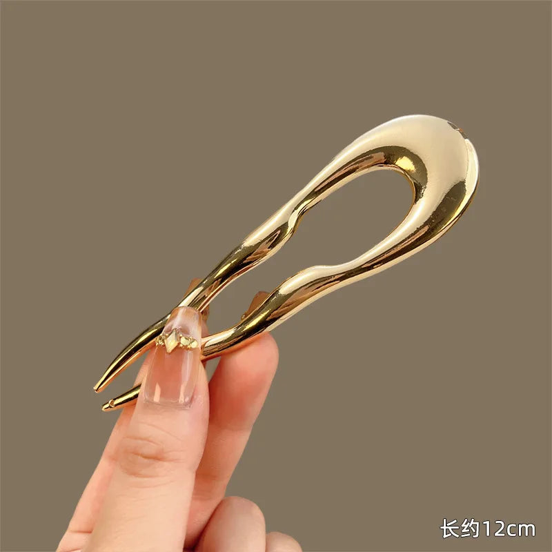 Colette Sculpt wavy metal French hair pin