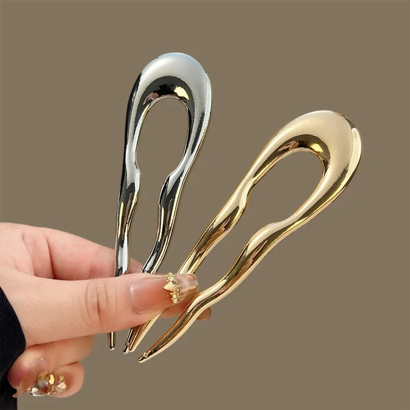 Colette Sculpt wavy metal French hair pin